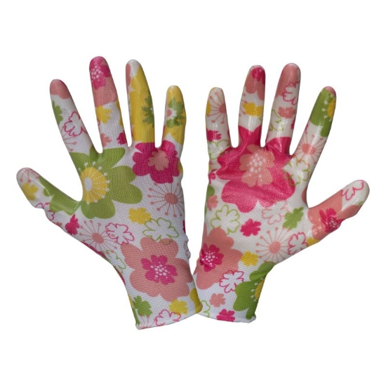 Imagine MANUSA NITRIL CU MODEL FLORAL ROZ - 8