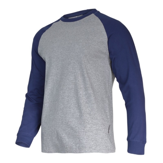 Imagine TRICOU BUMBAC CU MANECA LUNGA / GRI-ALBASTRU - XL