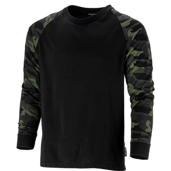 Imagine TRICOU BUMBAC CU MANECA LUNGA / NEGRU-CAMUFLAJ - S