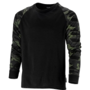 Imagine TRICOU BUMBAC CU MANECA LUNGA / NEGRU-CAMUFLAJ - L