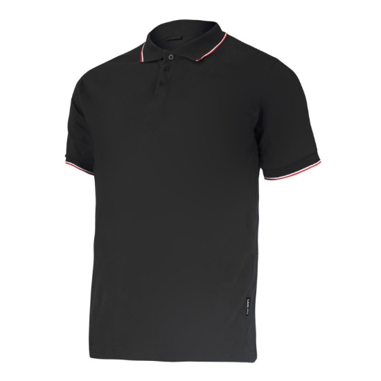 Imagine TRICOU BUMBAC POLO SUBTIRE / NEGRU - L