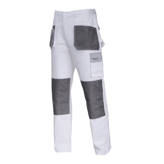 Imagine PANTALON LUCRU MEDIU-GROS BUMBAC / ALB - L/52