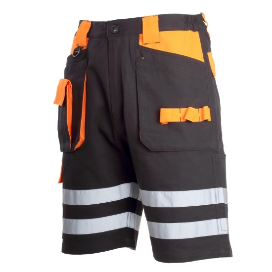 Imagine PANTALON SCURT CU REFLECTORIZANT NEGRU-PORTOCALIU - XL