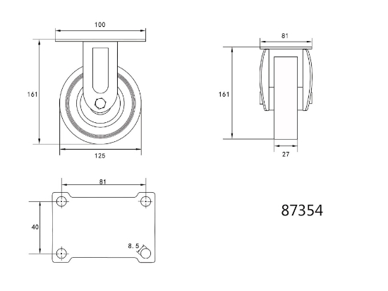 Imagine ROATA DE CARUCIOR FIXA 125MM