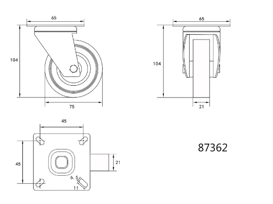 Imagine ROATA DE CARUCIOR MOBILA75X21X104MM 30KG