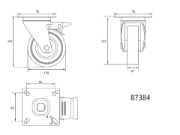 Imagine ROATA CARUCIOR MOBILA CU FRINA 125 MM