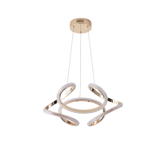 Imagine Lampa suspendată din aluminiu rotund LED 24W 1900Lm 3000K Ø500X1200mm aurie Arte Illumina Saturn