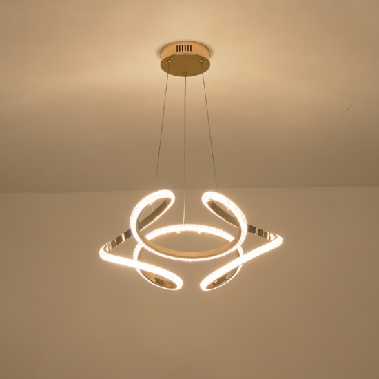 Imagine Lampa suspendată din aluminiu rotund LED 24W 1900Lm 3000K Ø500X1200mm aurie Arte Illumina Saturn
