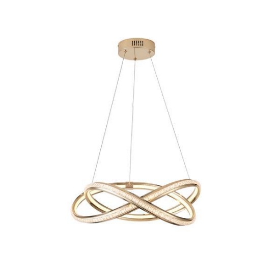 Imagine Lumină suspendată din aluminiu rotund LED 38W 3000Lm 3000K Ø500X1200mm aurie-transparentă Arte Illumina Saturn