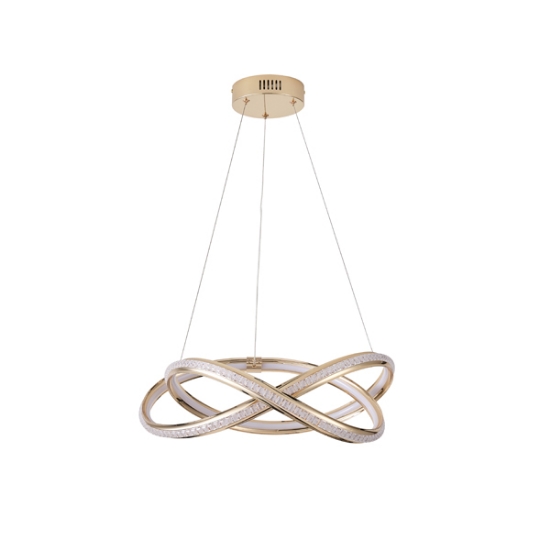 Imagine Lumină suspendată din aluminiu rotund LED 38W 3000Lm 3000K Ø500X1200mm aurie-transparentă Arte Illumina Saturn
