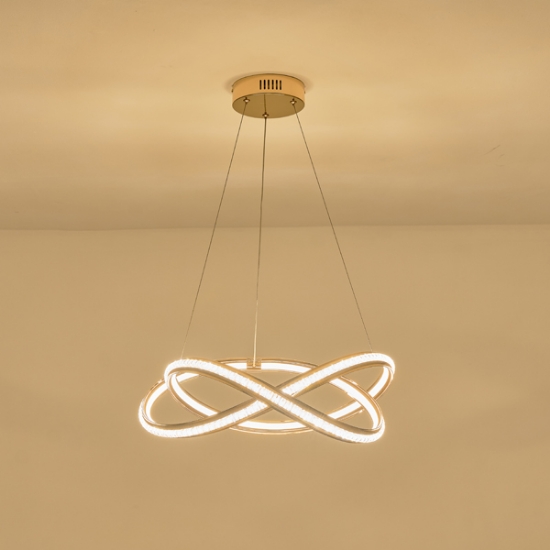 Imagine Lumină suspendată din aluminiu rotund LED 38W 3000Lm 3000K Ø500X1200mm aurie-transparentă Arte Illumina Saturn
