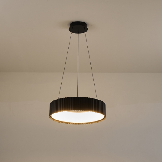 Imagine Lumină suspendată metal-acrilică rotundă LED 30W 2262Lm 3000K Ø470X1325mm negru Arte Illumina Hallo
