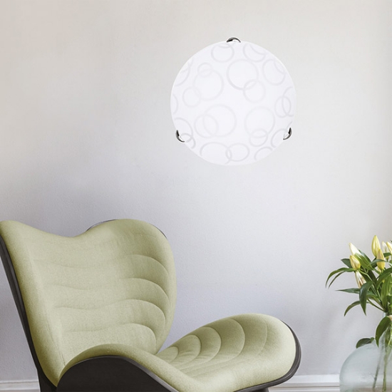 Imagine Lampa de plafon cu sticlă 1xE27 Max 15W Ø300x90mm alb-argintiu Arte Illumina Leia