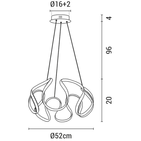 Imagine Lampa suspendată din aluminiu rotund LED 60W 3200Lm 3CCT (3000-4000-6000K) Ø520X1200mm 100-277V alb Arte Illumina Loop