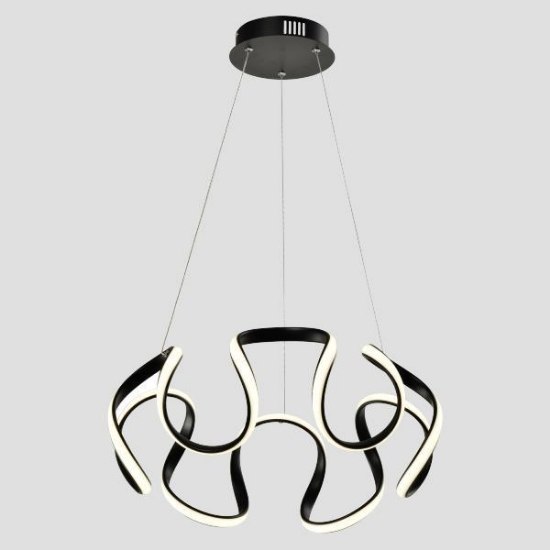Imagine Lampa suspendată din aluminiu rotund LED 60W 3200Lm 3CCT (3000-4000-6000K) Ø520X1200mm 100-277V Negru Arte Illumina LOOP
