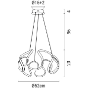 Imagine Lampa suspendată din aluminiu rotund LED 60W 3200Lm 3CCT (3000-4000-6000K) Ø520X1200mm 100-277V Negru Arte Illumina LOOP