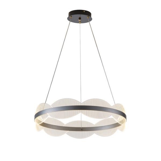 Imagine Lumină suspendată acrilică rotundă LED 60W 5400Lm 3000K 600X1200mm argintie Arte Illumina Torino