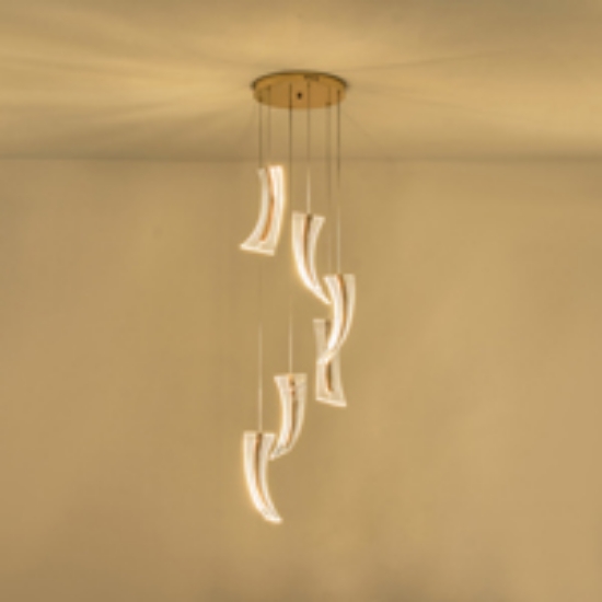 Imagine Lumină suspendată acrilică LED 60W 5400Lm 3000K Ø350X1830mm aur roz Arte Illumina Como
