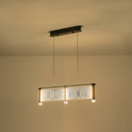 Imagine Lumină suspendată acrilică LED 24W 3024Lm 3000K 600X270X175mm aurie roz Arte Illumina Ravena