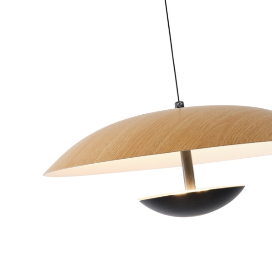 Imagine Lumină suspendată din aluminiu rotund cu LED 7W 338Lm 3000K Ø345X1215mm lemn Arte Illumina Penny