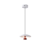 Imagine Lumină suspendată din aluminiu rotund cu un singur LED 8W 400Lm 3000K Ø230mm alb-roșu Arte Illumina Enigma