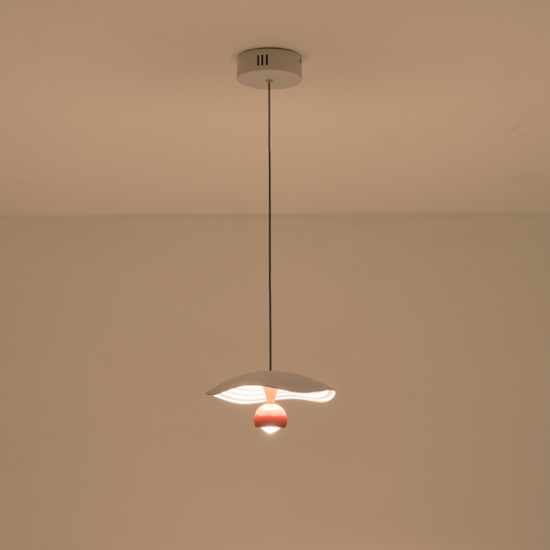 Imagine Lumină suspendată din aluminiu rotund cu un singur LED 8W 400Lm 3000K Ø230mm alb-roșu Arte Illumina Enigma