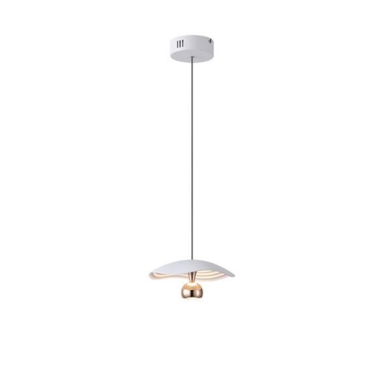 Imagine Lumină suspendată din aluminiu rotund cu un singur LED 8W 400Lm 3000K Ø230mm alb-auriu Arte Illumina Enigma