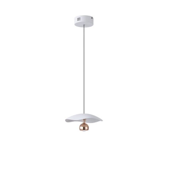 Imagine Lumină suspendată din aluminiu rotund cu un singur LED 8W 400Lm 3000K Ø230mm alb-auriu Arte Illumina Enigma