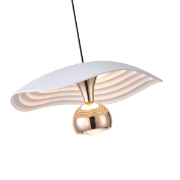 Imagine Lumină suspendată din aluminiu rotund cu un singur LED 8W 400Lm 3000K Ø230mm alb-auriu Arte Illumina Enigma
