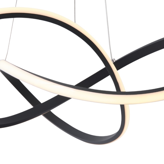 Imagine Lumină suspendată din aluminiu rotund LED 30W 1400Lm 3000K Ø600X1200mm neagră Arte Illumina Venus