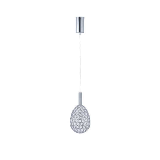Imagine Lumină suspendată metalică ovală cu un singur LED 6.3W 648Lm 3000K Ø140X1588mm argintie Arte Illumina Perforato