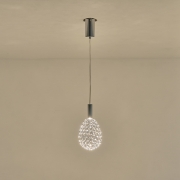 Imagine Lumină suspendată metalică ovală cu un singur LED 6.3W 648Lm 3000K Ø140X1588mm argintie Arte Illumina Perforato