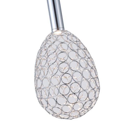 Imagine Lumină suspendată metalică ovală cu un singur LED 6.3W 648Lm 3000K Ø140X1588mm argintie Arte Illumina Perforato