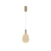 Imagine Lampa suspendată metalică ovală cu un singur LED 6.3W 648Lm 3000K Ø140X1588mm aurie Arte Illumina Perforato