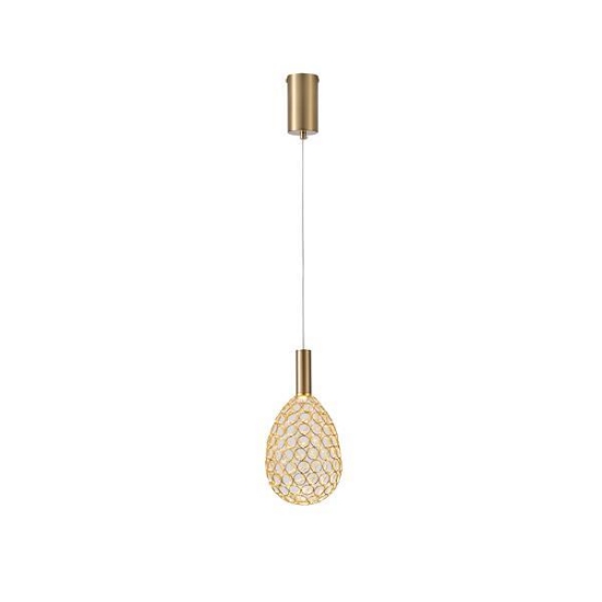 Imagine Lampa suspendată metalică ovală cu un singur LED 6.3W 648Lm 3000K Ø140X1588mm aurie Arte Illumina Perforato