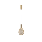 Imagine Lampa suspendată metalică ovală cu un singur LED 6.3W 648Lm 3000K Ø140X1588mm aurie Arte Illumina Perforato