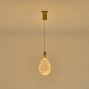 Imagine Lampa suspendată metalică ovală cu un singur LED 6.3W 648Lm 3000K Ø140X1588mm aurie Arte Illumina Perforato