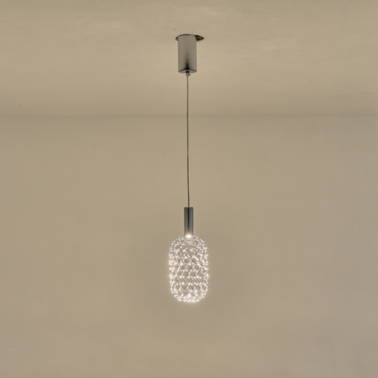 Imagine Lumină suspendată metalică LED 6.3W 648Lm 3000K ∅130X1588mm argintie Arte Illumina Perforato