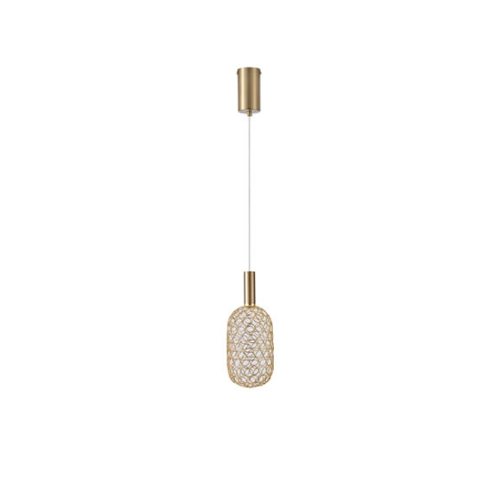 Imagine Lampa suspendată metalică LED 6.3W 648Lm 3000K Ø130X1588mm aurie Arte Illumina Perforato