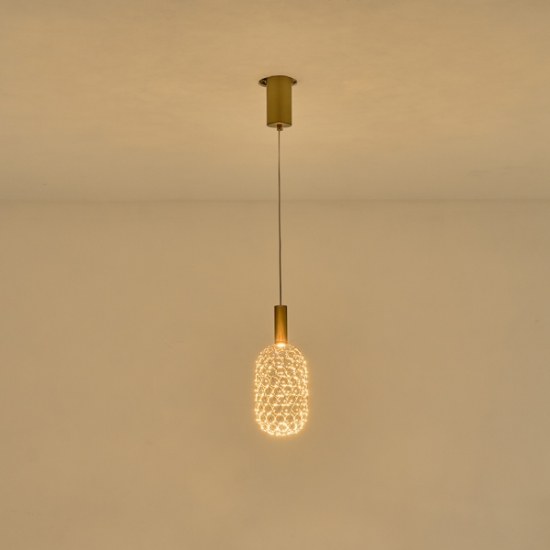 Imagine Lampa suspendată metalică LED 6.3W 648Lm 3000K Ø130X1588mm aurie Arte Illumina Perforato