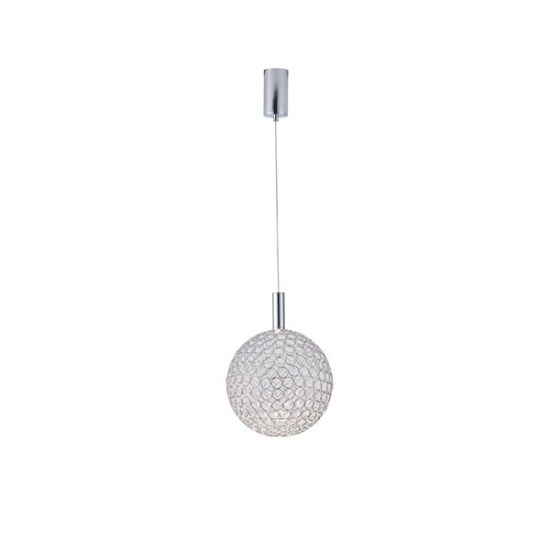 Imagine Lampa suspendată metalică rotundă cu un singur LED 6.3W 648Lm 3000K Ø200X1388mm argintie Arte Illumina Perforato