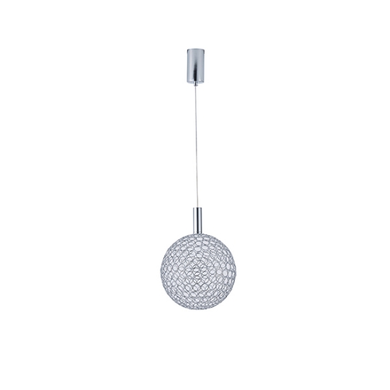 Imagine Lampa suspendată metalică rotundă cu un singur LED 6.3W 648Lm 3000K Ø200X1388mm argintie Arte Illumina Perforato
