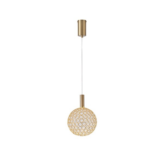 Imagine Lampa suspendată metalică rotundă cu un singur LED 6.3W 648Lm 3000K 200X1388mm aurie Arte Illumina Perforato