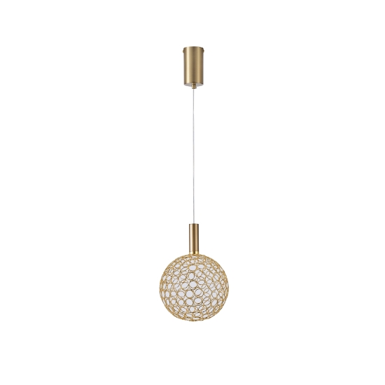 Imagine Lampa suspendată metalică rotundă cu un singur LED 6.3W 648Lm 3000K 200X1388mm aurie Arte Illumina Perforato