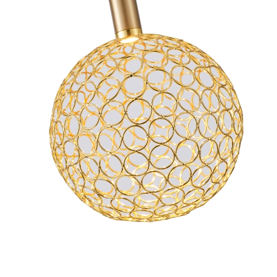 Imagine Lampa suspendată metalică rotundă cu un singur LED 6.3W 648Lm 3000K 200X1388mm aurie Arte Illumina Perforato
