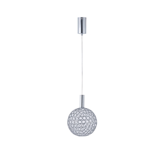 Imagine Lumină suspendată metalică rotundă cu un singur LED 6.3W 648Lm 3000K Ø250X1388mm argintie Arte Illumina Perforato