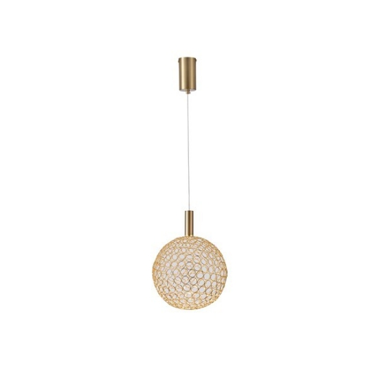 Imagine Lampa suspendată metalică rotundă cu un singur LED 6.3W 648Lm 3000K 250X1388mm aurie Arte Illumina Perforato