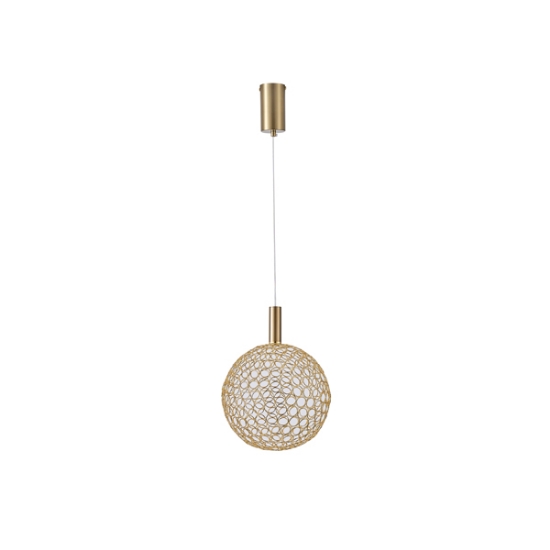 Imagine Lampa suspendată metalică rotundă cu un singur LED 6.3W 648Lm 3000K 250X1388mm aurie Arte Illumina Perforato