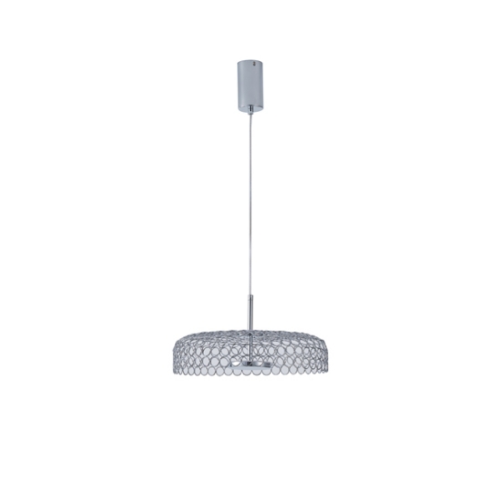 Imagine Lumină suspendată metalică rotundă cu un singur LED 10W 1080Lm 3000K Ø350X1390mm argintie Arte Illumina Perforato