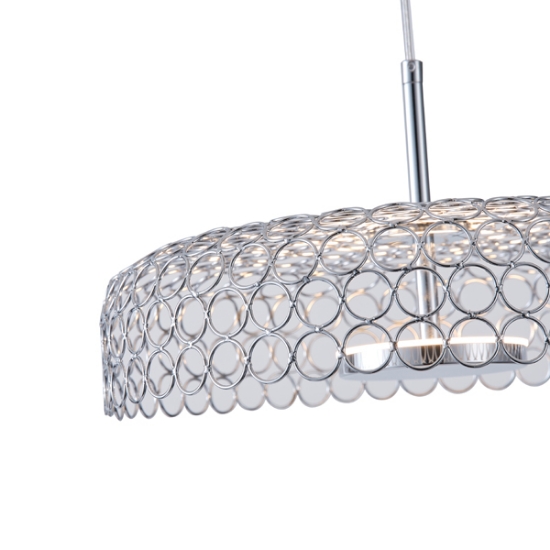 Imagine Lumină suspendată metalică rotundă cu un singur LED 10W 1080Lm 3000K Ø350X1390mm argintie Arte Illumina Perforato